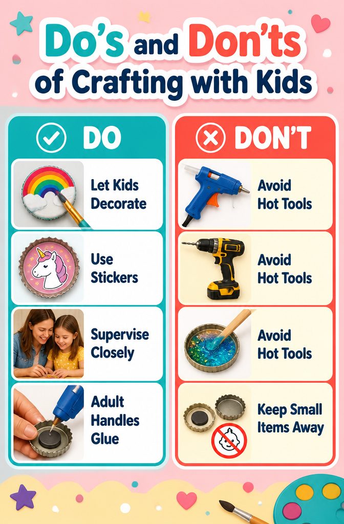 Information image about safe crafting with children.