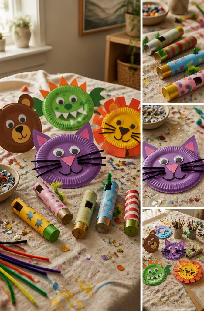 A decorated cardboard tube kazoo ready for musical play.