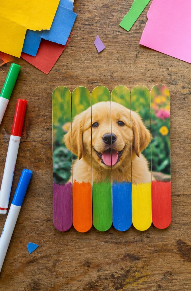 25 Preschool Crafts for Kids: Easy Back to School Ideas 12 Craft sticks glued together with a child's photo and letters.