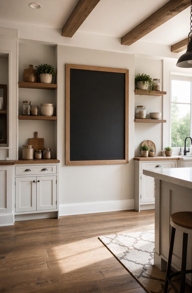 20 DIY Room Decor Crafts Ideas for a Budget-Friendly Refresh 14 A chalkboard mounted to a wall with a wooden frame.
