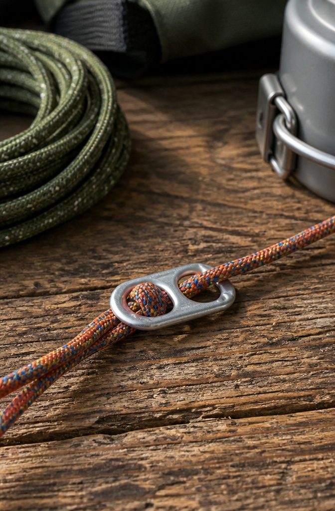 20 Crafts to Do With Soda Tabs: Easy Pop Tab Ideas 17 A tensioner crafted from an aluminum soda tab and cord.
