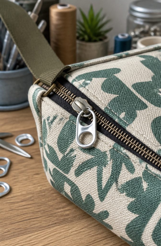 20 Crafts to Do With Soda Tabs: Easy Pop Tab Ideas 14 A zipper pull made using an aluminum soda tab.