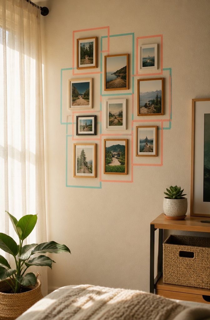 21 Creative DIY Room Decor Ideas for Any Budget 23 Family photos arranged in frames with washi tape accents.