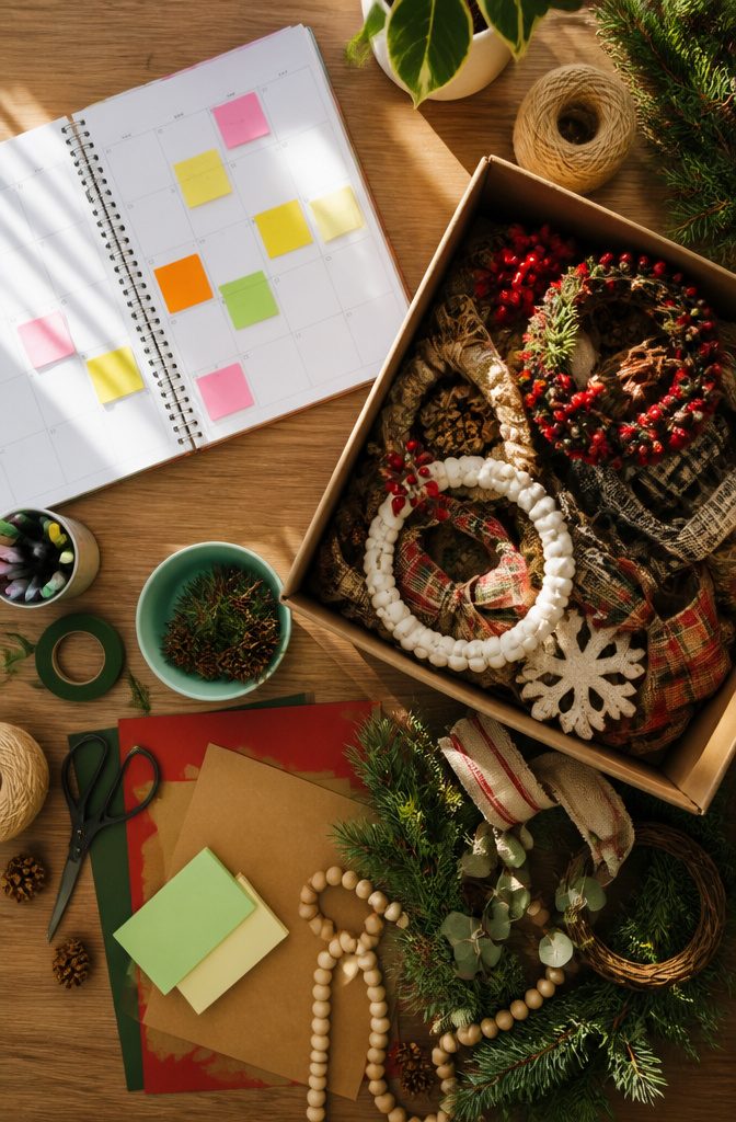 7 Easy DIY Creative Craft Ideas for Adults, Kids and Home 9 Craft supplies organized for seasonal projects on a table.