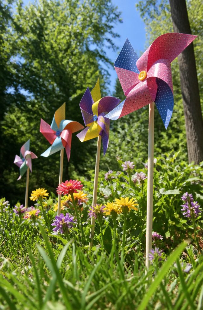 A colorful paper pinwheel attached to a straw.