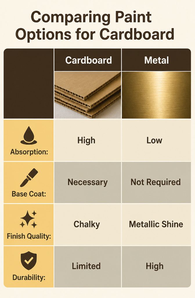 10 DIY Room Decor Cardboard Ideas for Your Home and Garden 12 Visual comparison of different paint options on cardboard.