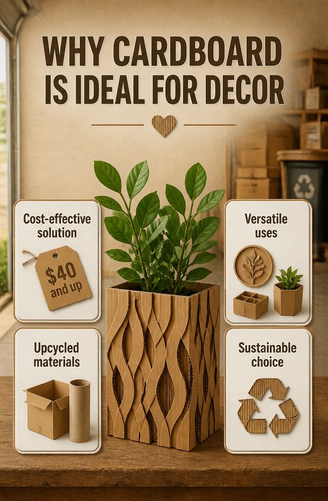 10 DIY Room Decor Cardboard Ideas for Your Home and Garden 11 Information image explaining the benefits of using cardboard for decor.