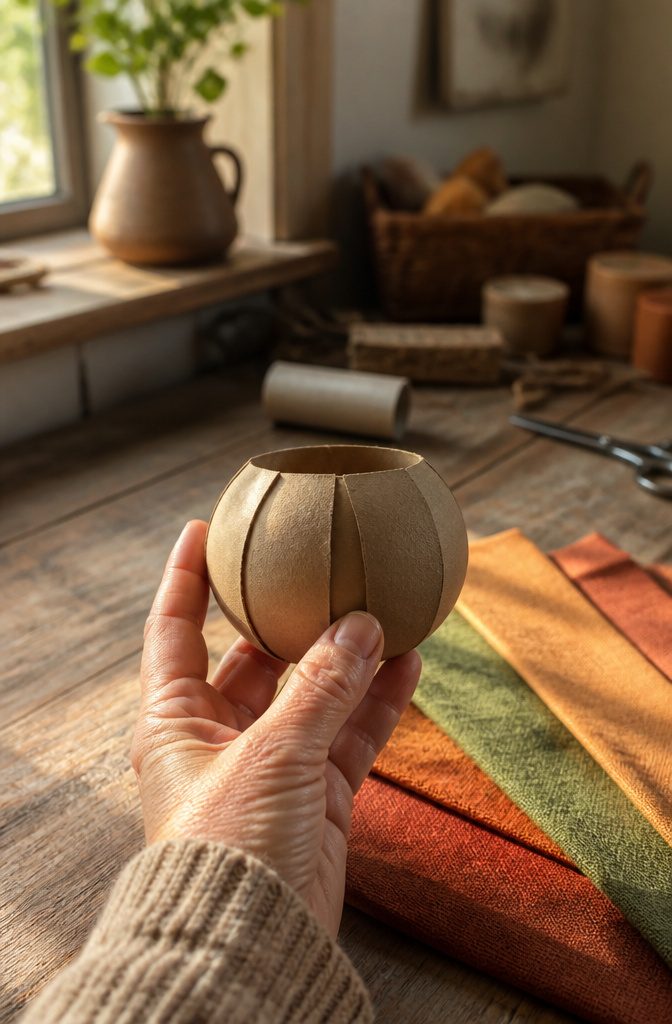 Close-up of a shaped toilet paper roll bulging in the middle.