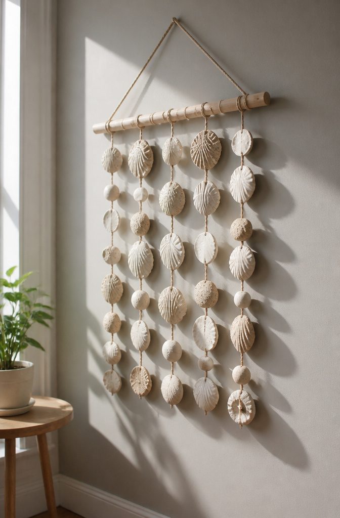 25 DIY Wall Decor Ideas: Easy Projects for Any Room 9 A piece of 3D wall art with shells and rope.