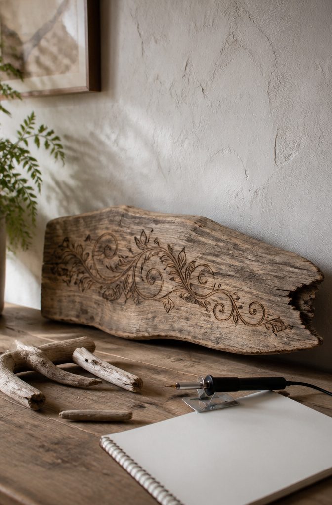 25 DIY Wall Decor Ideas: Easy Projects for Any Room 24 A piece of driftwood with wood-burned lettering.