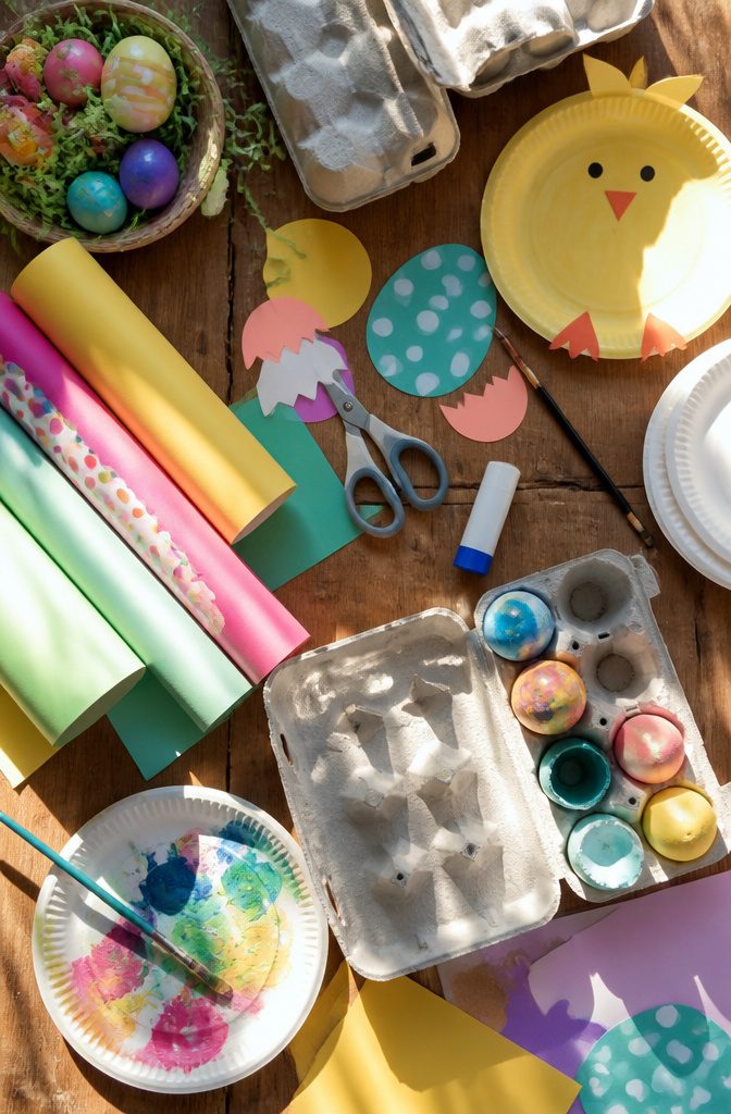 Common crafting materials like paper, glue, and scissors displayed.