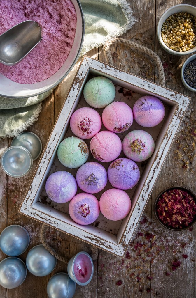 20 Easy DIY Gifts You Can Make for 2026 8 Various colorful bath bombs arranged on a display.