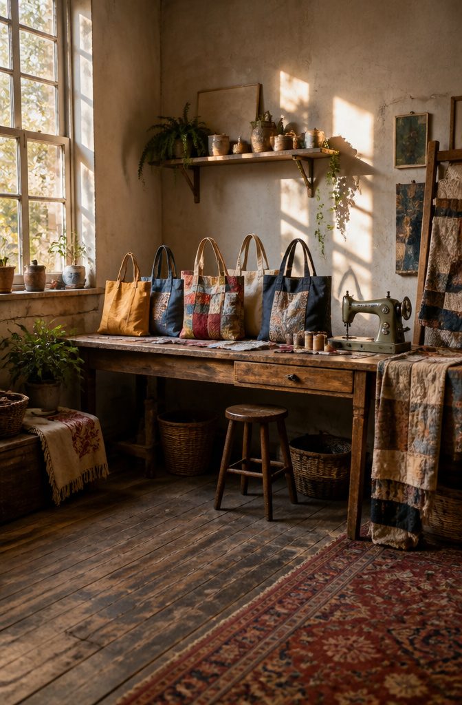 20 Easy DIY Gifts You Can Make for 2026 15 Homemade tote bag made from scrap fabric displayed on a table.