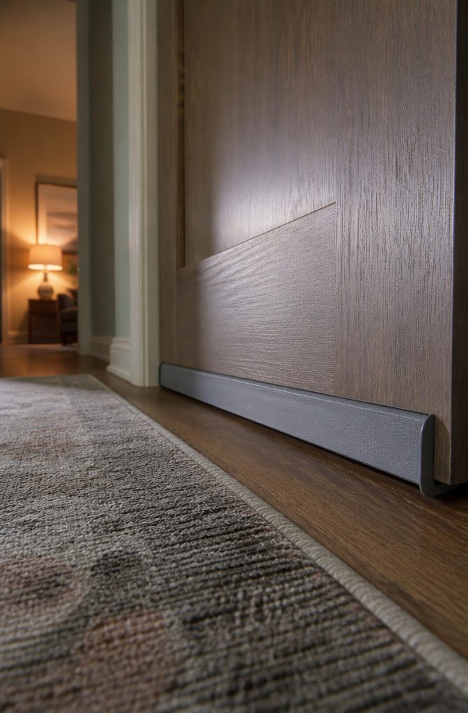 How to Do Easy DIY Home Projects: 23 Ideas for Any Room 6 An adhesive door draft stopper applied to the bottom of a door.