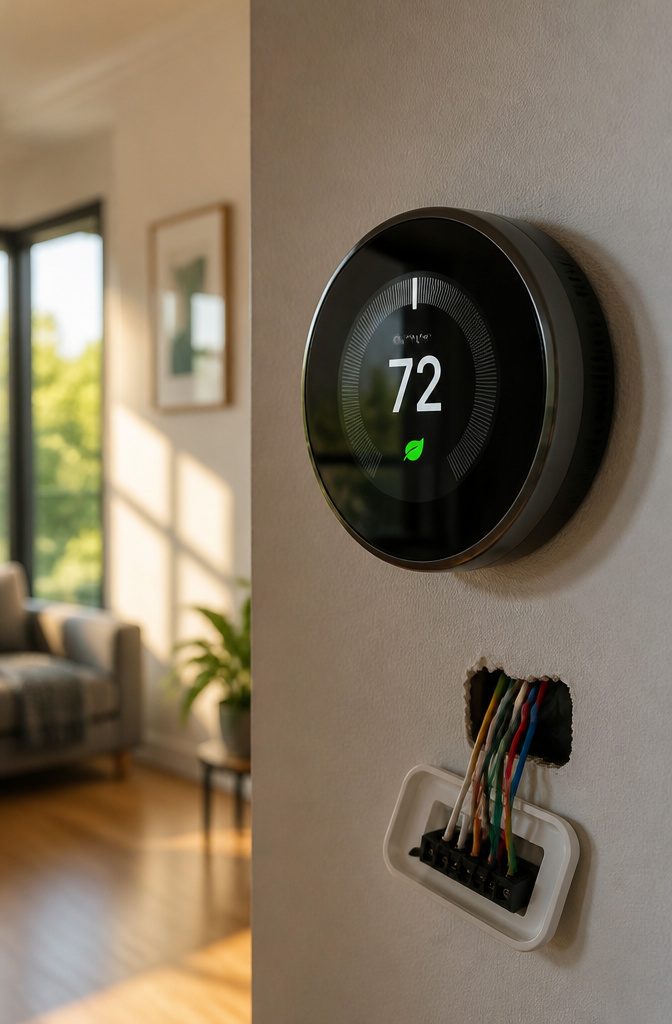 How to Do Easy DIY Home Projects: 23 Ideas for Any Room 14 A smart thermostat ready for installation on a wall.