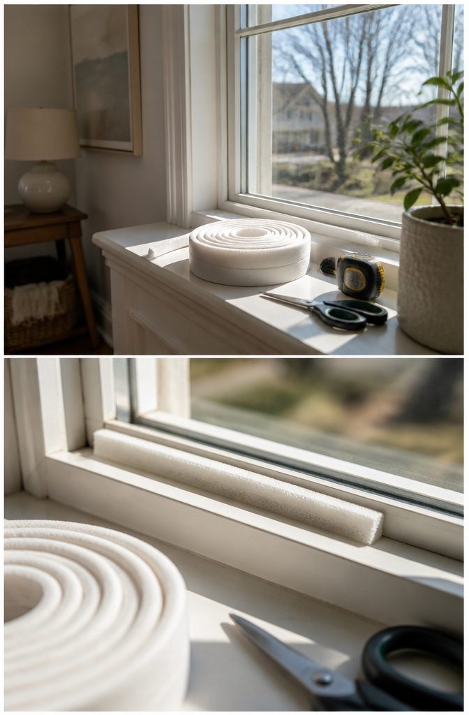 How to Do Easy DIY Home Projects: 23 Ideas for Any Room 21 Foam tape and door sweeps arranged for weatherproofing doors and windows.
