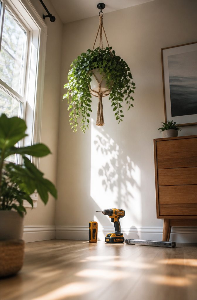20 Easy DIY Projects for Your Home, Most Under $100 13 A plant suspended from the ceiling with a hook.