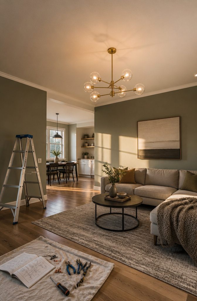 20 Easy DIY Projects for Your Home, Most Under $100 3 A newly installed light fixture in a ceiling.