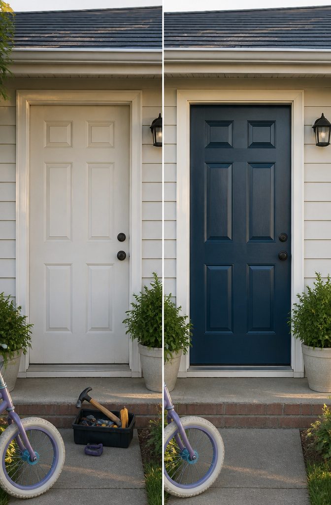 20 Easy DIY Projects for Your Home, Most Under $100 4 A front door painted in a vibrant color.