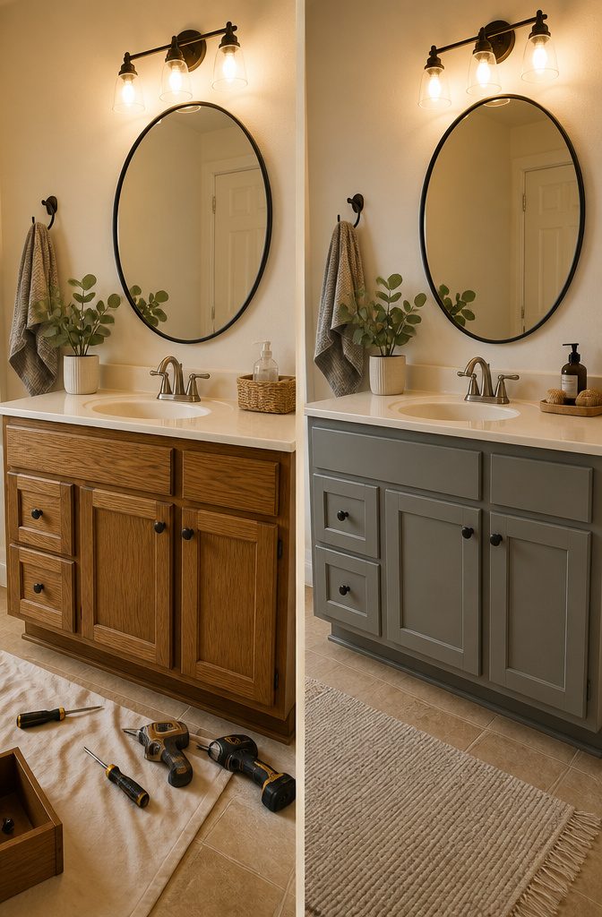 20 Easy DIY Projects for Your Home, Most Under $100 9 A bathroom vanity that has been recently painted.