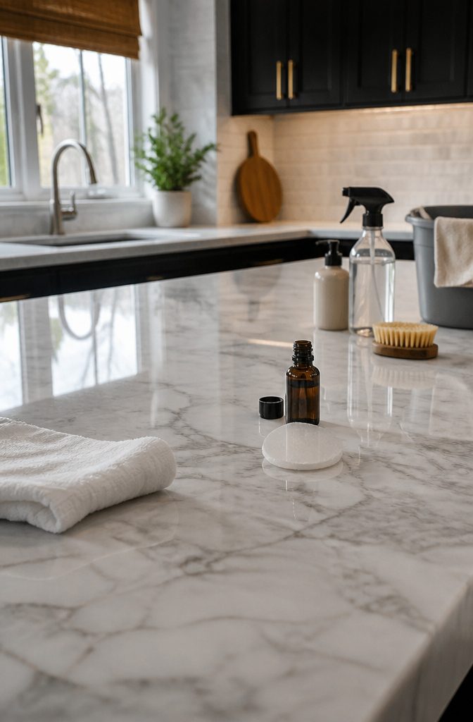 20 Easy DIY Projects for Your Home, Most Under $100 10 A marble countertop being sealed with a product.