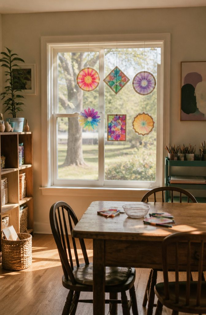 Easy Spring Crafts for Kids and Adults to Make at Home 6 Coffee filters colored with markers and dipped in water.