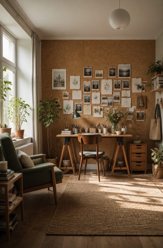 17 Homemade Wall Decor Ideas You Can Make on a Budget 8 Corkboard wall displaying notes and photos.