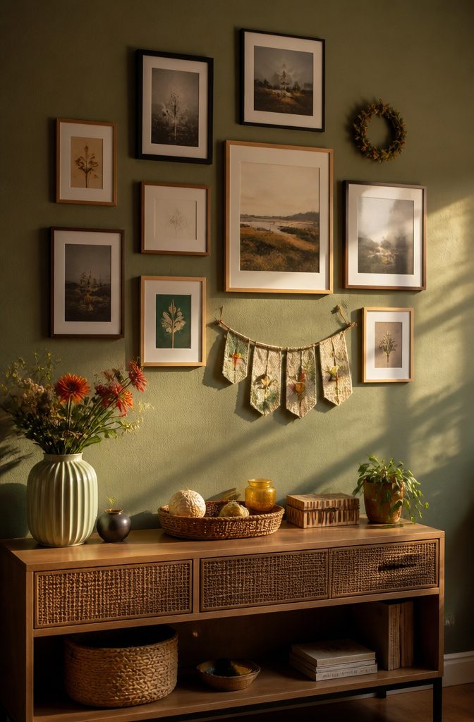 17 Homemade Wall Decor Ideas You Can Make on a Budget 4 Photo wall hanging with assorted prints and decorations.