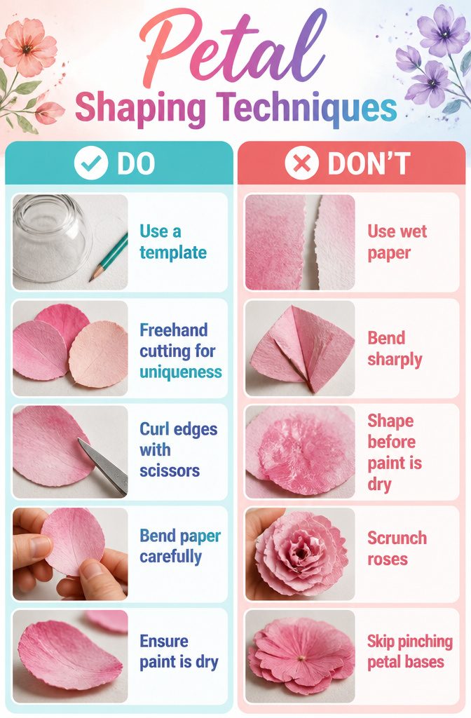 Information image illustrating techniques for shaping flower petals.