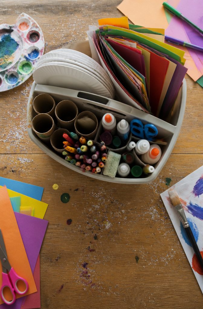 16 Kid Craft Ideas for Creative Time at Home in 2026 17 A collection of basic craft supplies including paper plates and googly eyes.