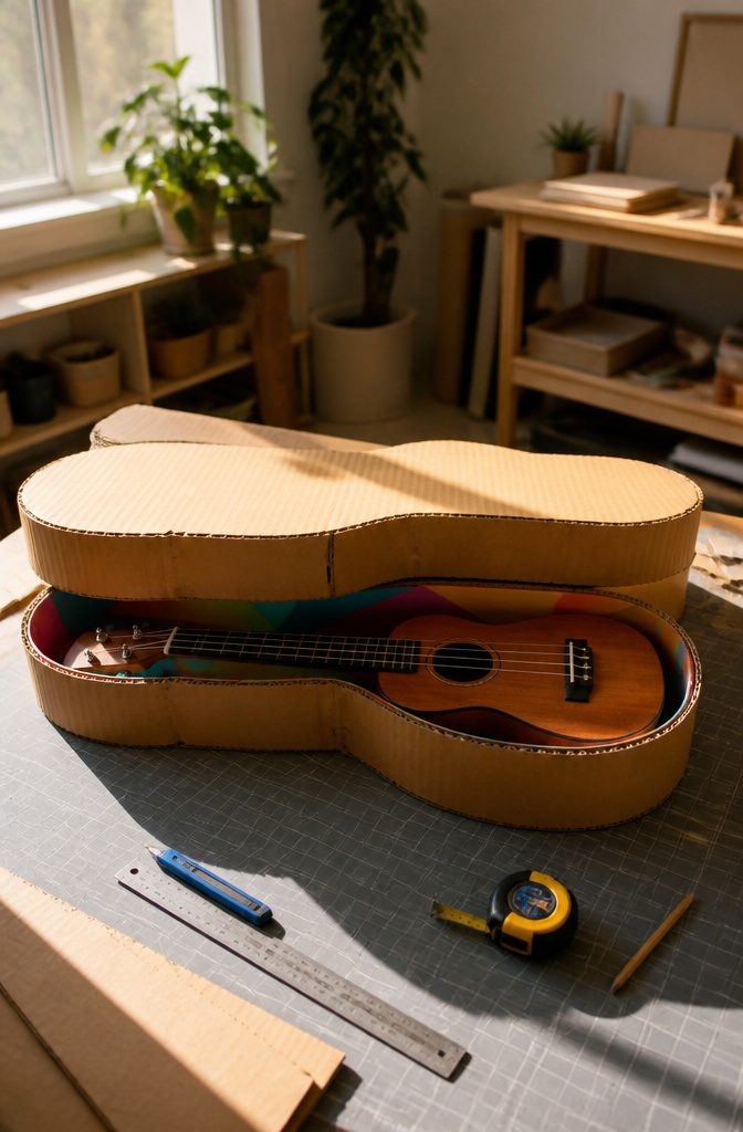 25 Ideas to Make Stuff Out of Cardboard at Home 22 Tailored cardboard ukulele case designed for a ukulele.