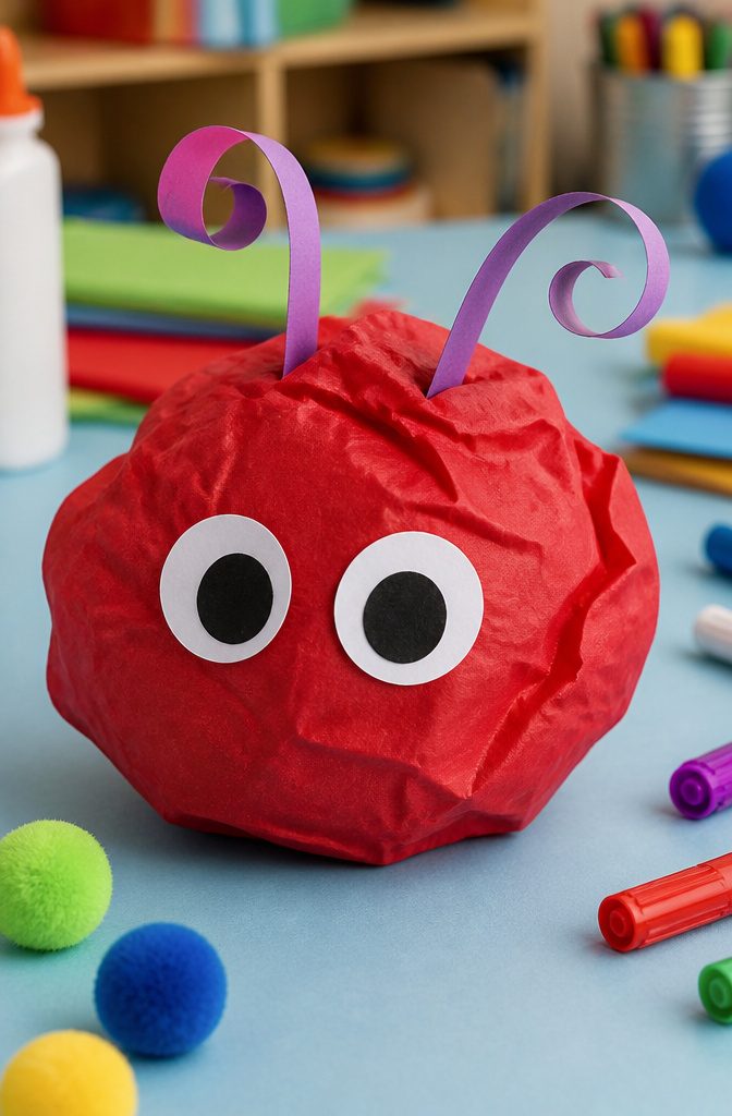 Construction paper pieces for eyes, antennae, and a nose.