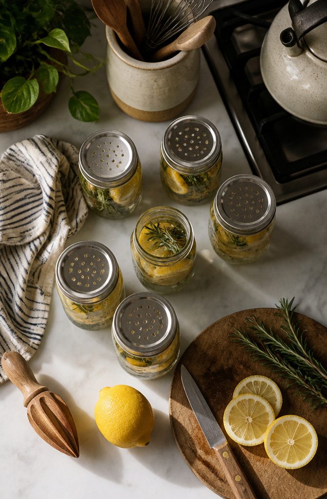 20 Mini Jar Crafts and Ideas for Home, Gifts and Decor 6 Ingredients for making DIY air fresheners in jars.