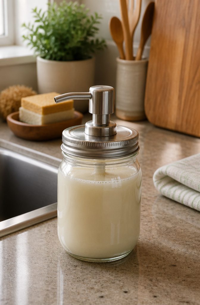 20 Mini Jar Crafts and Ideas for Home, Gifts and Decor 9 A jar converted into a soap dispenser with a pump lid.