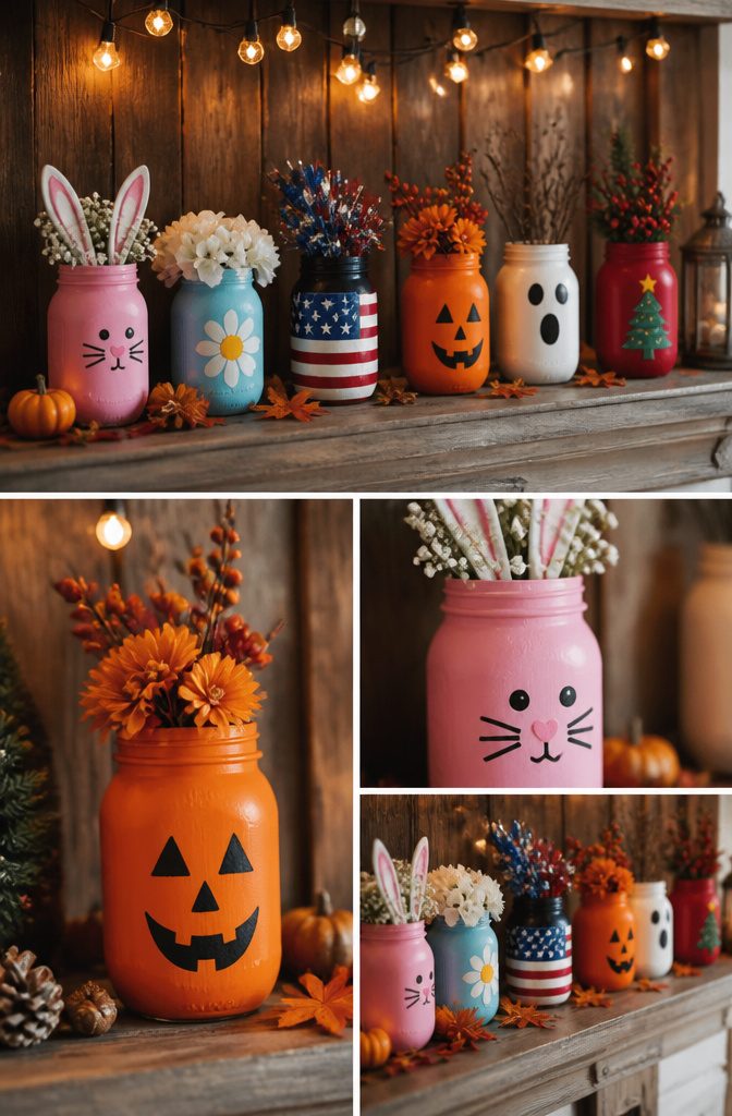 20 Mini Jar Crafts and Ideas for Home, Gifts and Decor 20 Mason jars decorated for different seasons and holidays.