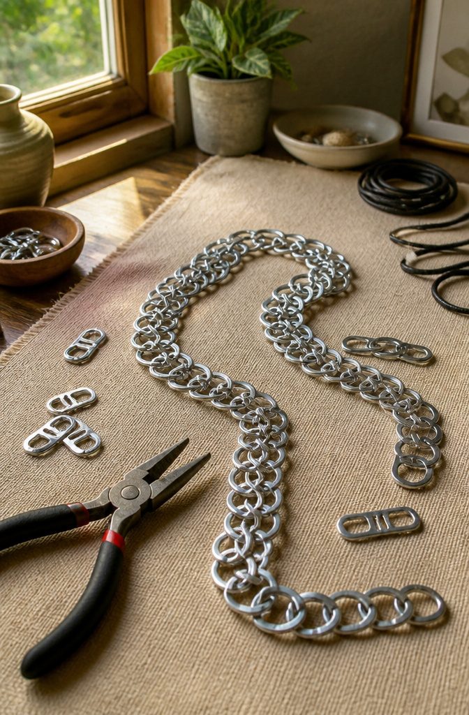 Pop Tab Crafts: Upcycled Projects Made From Soda Can Tabs 21 A sturdy chain made from linked pop tabs.