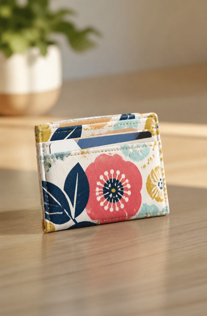 15 Sewing Crafts for Adults: Easy Projects to Make 6 Card case made from small fabric scraps.