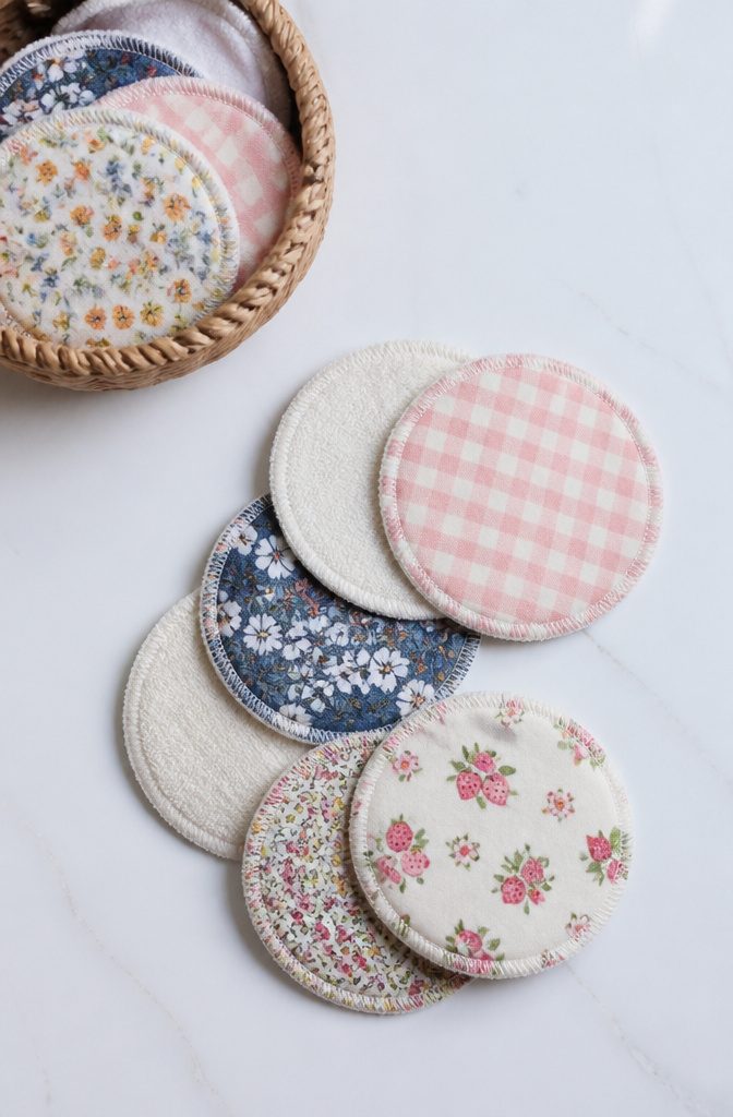 15 Sewing Crafts for Adults: Easy Projects to Make 8 Stack of round reusable makeup remover pads on a table.
