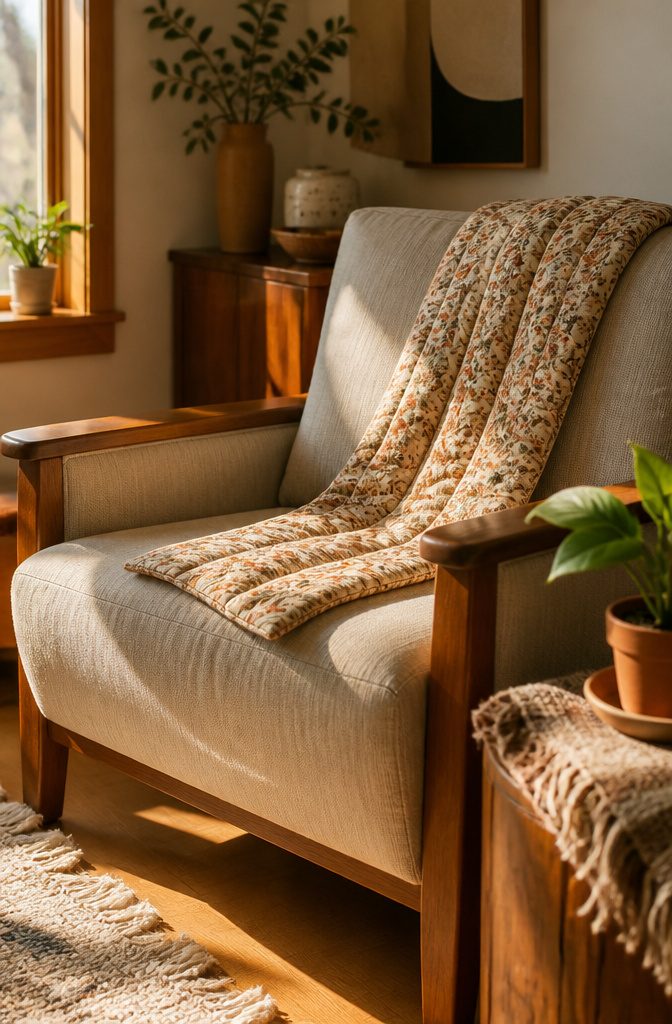 15 Sewing Crafts for Adults: Easy Projects to Make 4 Rice heat wrap made from soft flannel on a cozy chair.