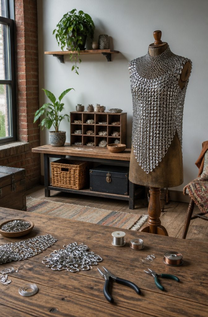 Costume armor made from linked soda can tabs.