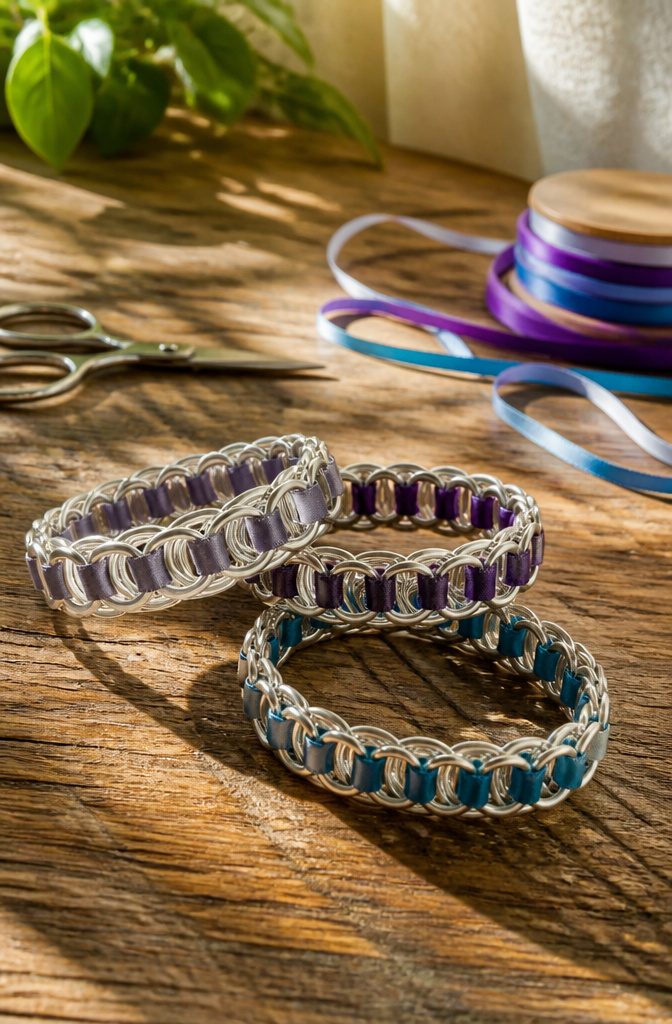 Bracelets made from linked soda can ring pull tabs.