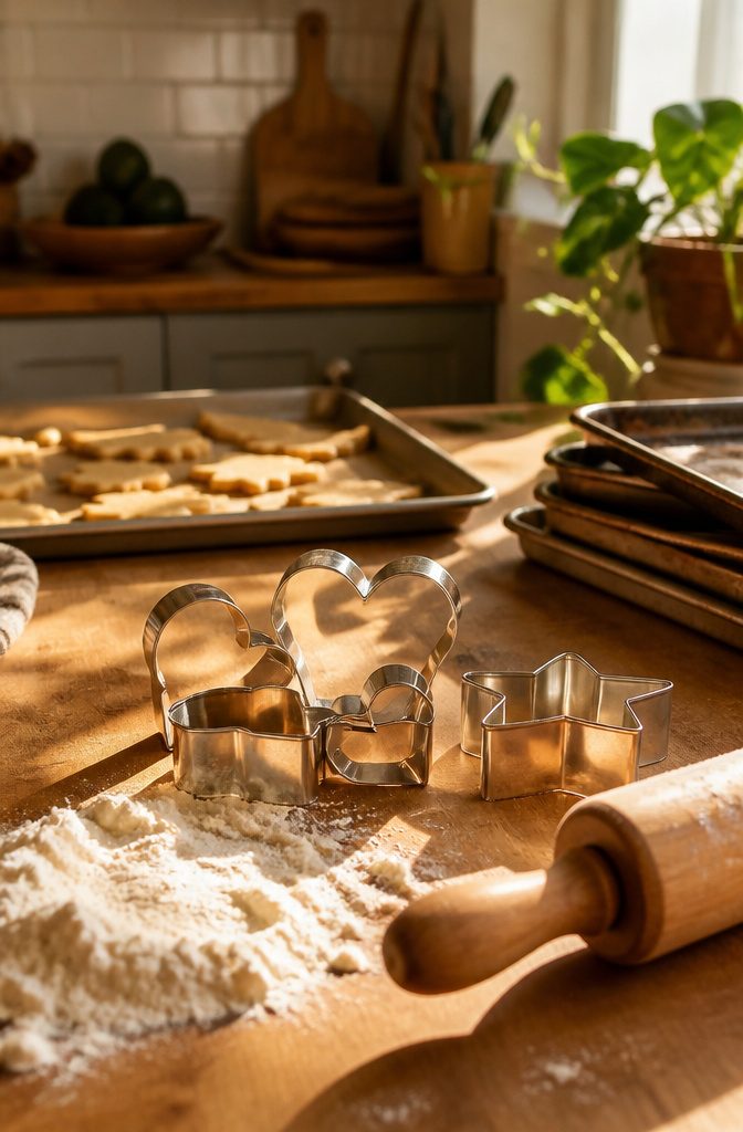 Soda can cookie cutters shaped like stars and hearts on a kitchen surface.