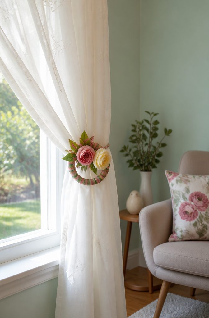 22 DIY Things to Do With CDs: Ideas for Old Discs 14 A CD wrapped in ribbon serving as a curtain pullback.