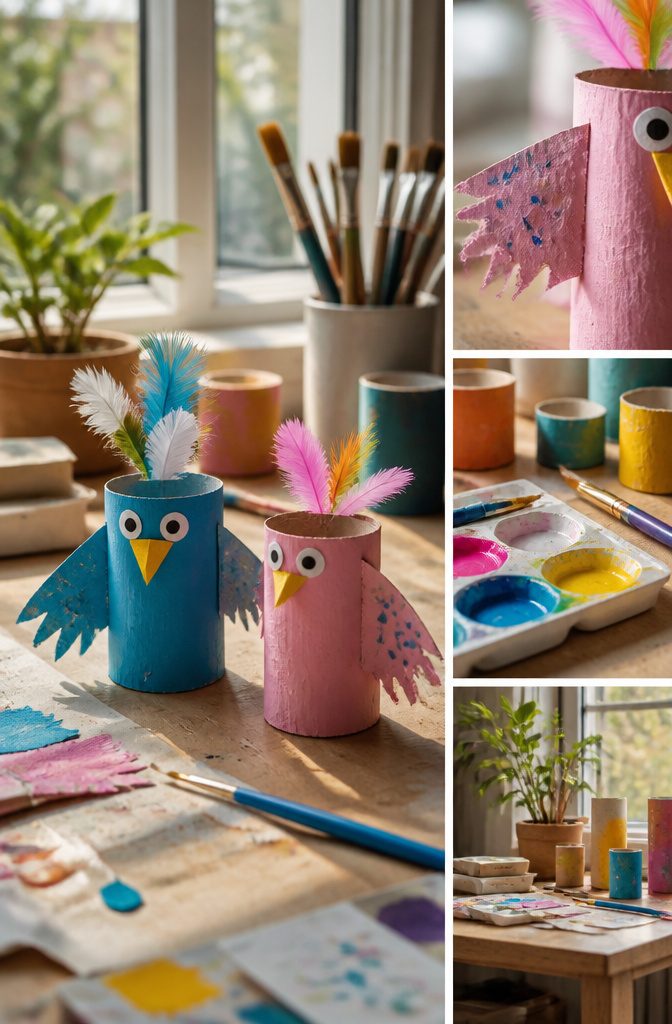 Toilet Paper Bird Craft: 4 Steps to Make a Roll Bird (2026) 8 A child painting a pre-made toilet paper bird shape.