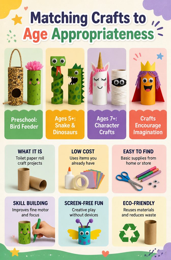An informative chart about matching crafts to kids' ages.