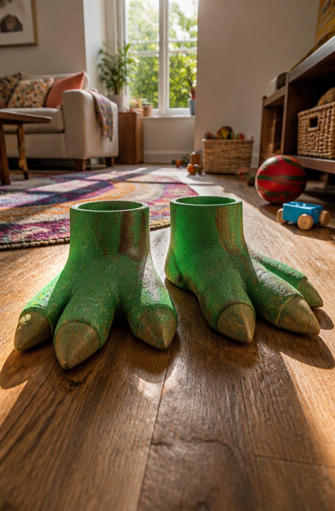 25 Unique Craft Ideas: Robots, Puppets, Paints & More 3 Craft foam dinosaur feet with three rounded toes.