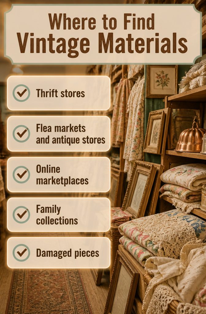 A list of sources for vintage crafting materials.